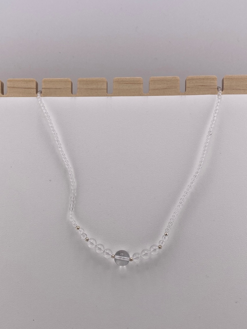 Authentic Clear Quartz Sphere Centered Beaded Crystal Necklace
